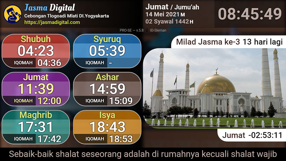 template 8 jam sholat jasma